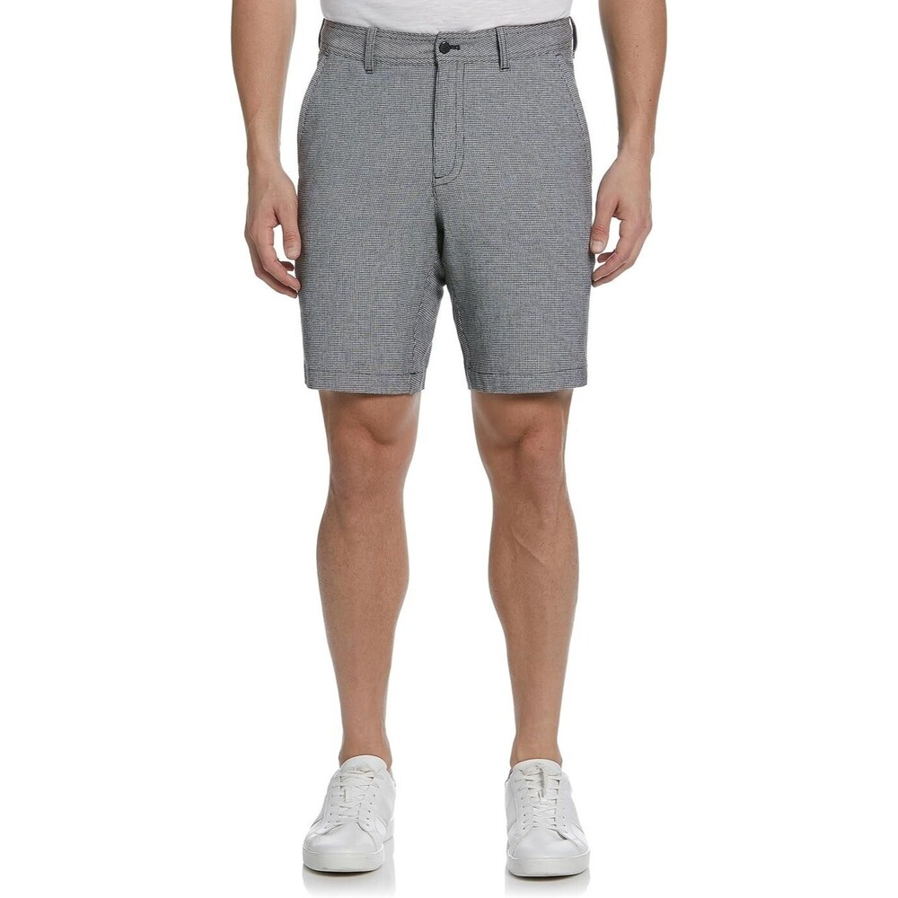 Cubavera Shorts Mens Size 38 Linen Blend Black Check Woven Flat Front New